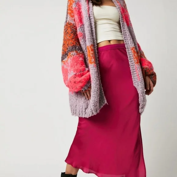 Free People Gather Me Close Cardi Passion Flower Combo/Pink Rose NWT